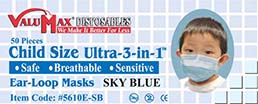 ValuMax - Ultra-3-In-1 Sensitive Small, Blue Ear-Loop Masks 50Bx - ValuMax - Ultra-3-In-1 Sensitive Small, Blue Ear-Loop Masks 50Bx - Image 1