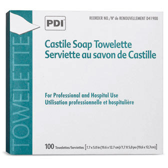 Castile Soap Towelette White/Green 7.7x5" 100/Bx thumbnail 2