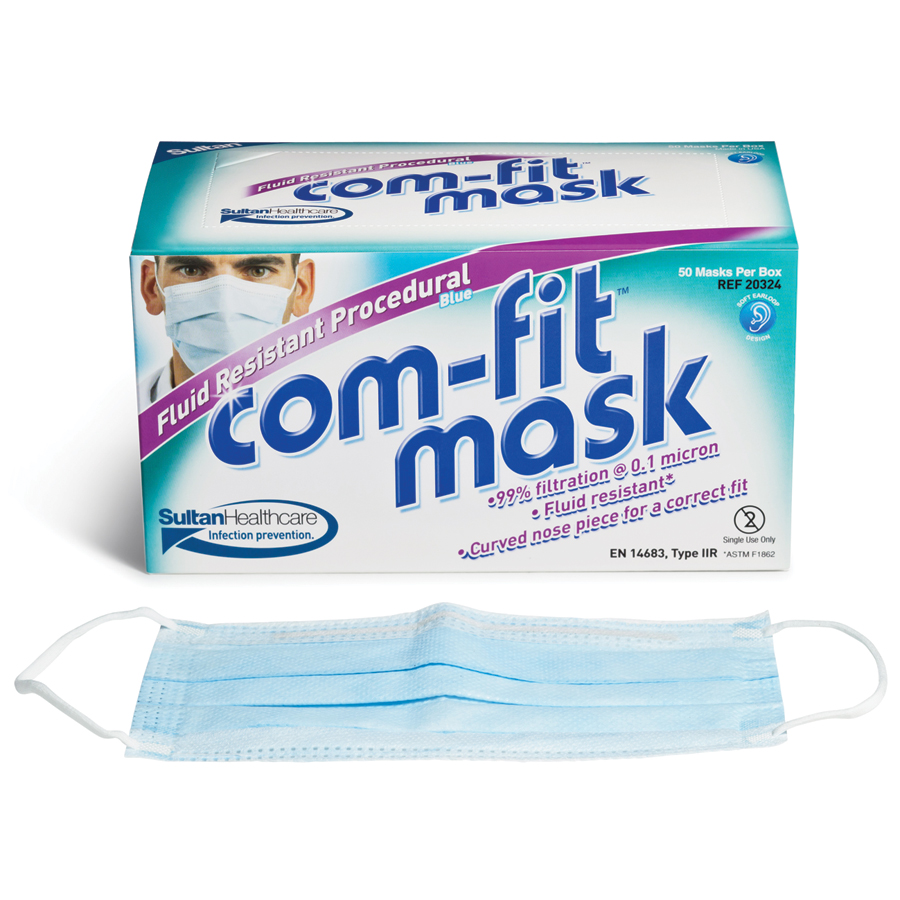 Com-Fit Earloop Easy Breathe Masks, Blue, 40/Box, 20340 product image