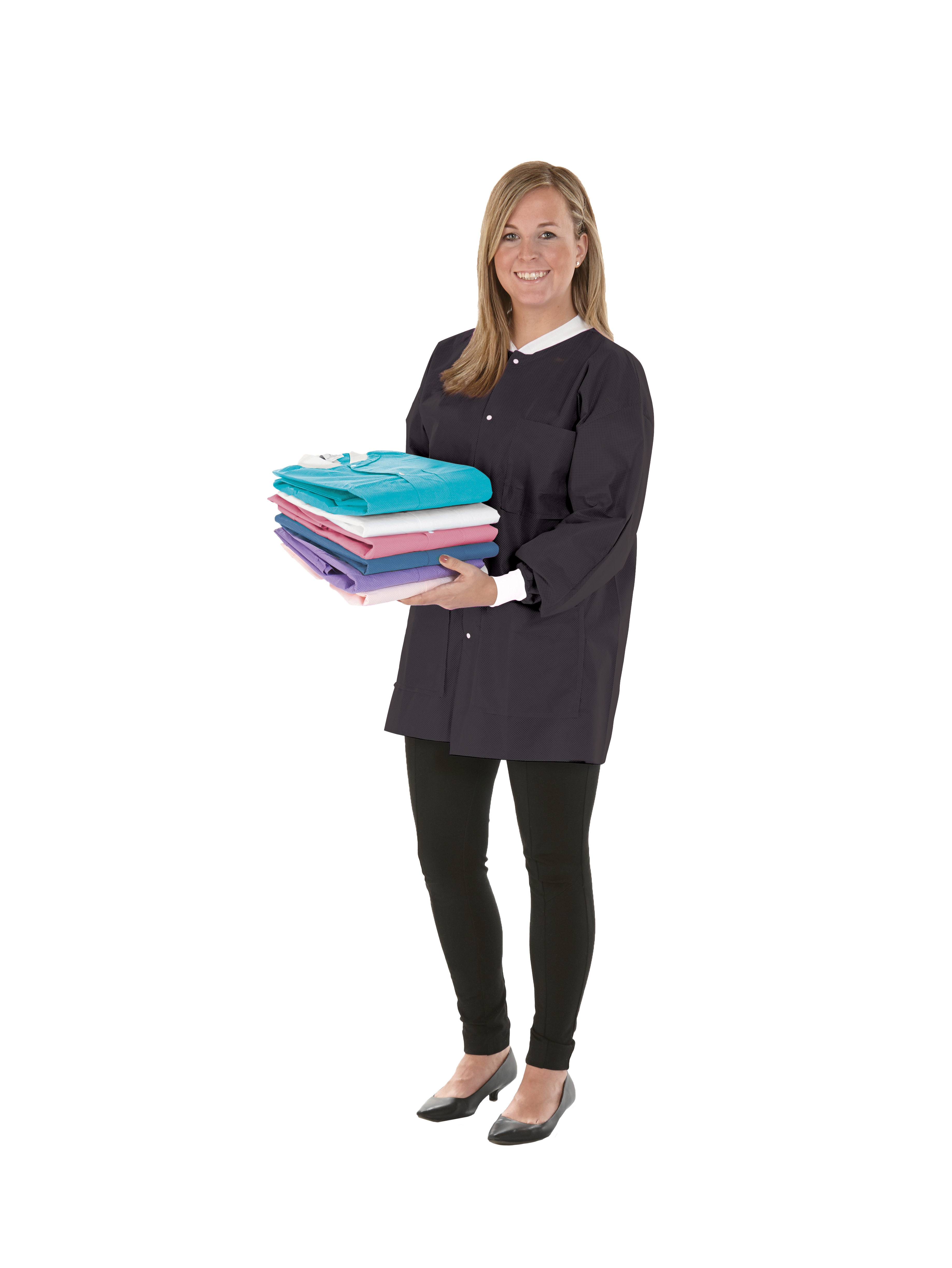 SafeWear Disposable High-Performance Lab Coats, Medium, Jet Black, 12/Pk, 8119-B thumbnail 8