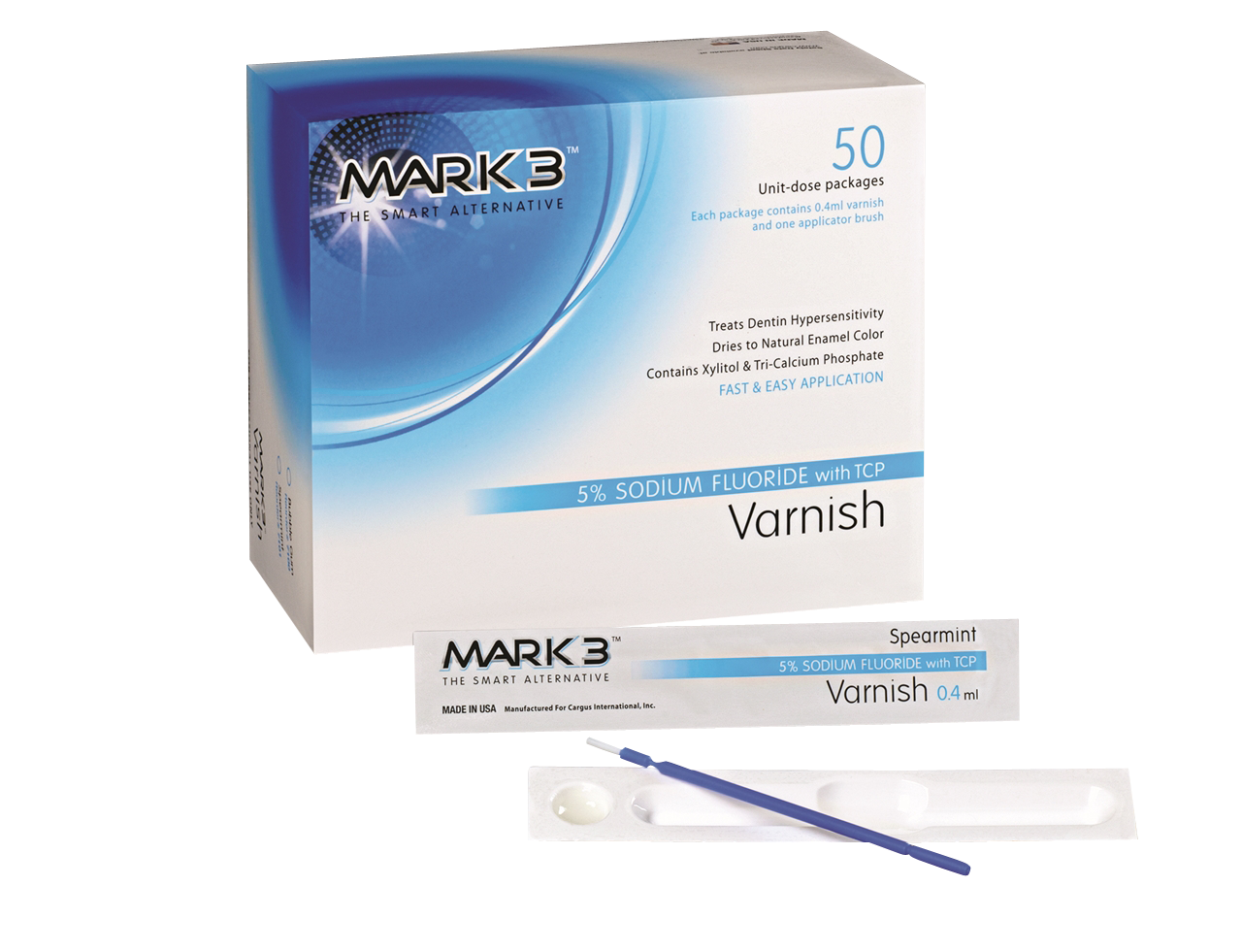 MARK3® 5% Sodium Fluoride Varnish with TCP Bubble Gum Unidose Box of 50 product image