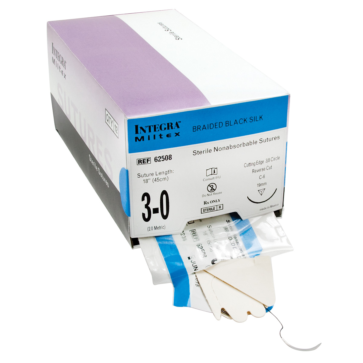 Suture 3-0 18" Silk Braid C-6 Black 12/Bx thumbnail 3