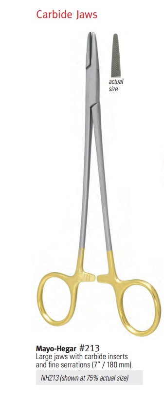 Needle Holder Mayo Hegar Carbide Size 213 7 in Ea product image