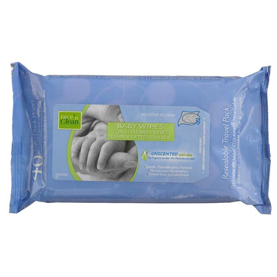 Nice N Clean Baby Wipes White Unscented 7.9x6.6" 40/Bx product image