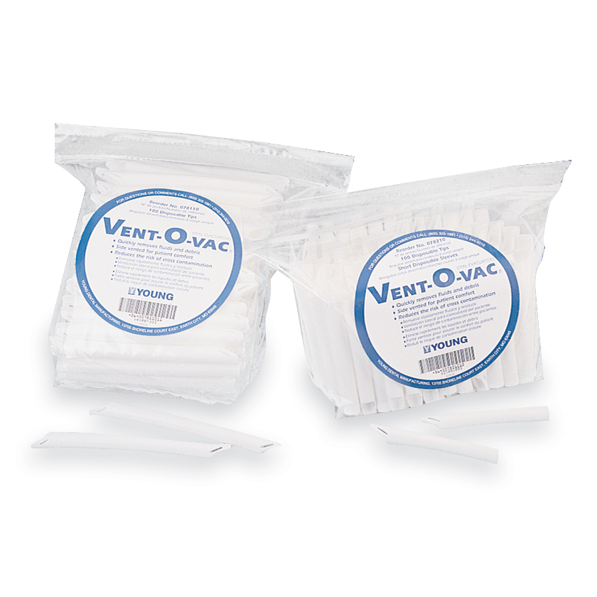 Vent-O-Vac, High-Volume Evacuator Tips, One End Vented, 3.75", Short, 100/Pk, 078210 thumbnail 5