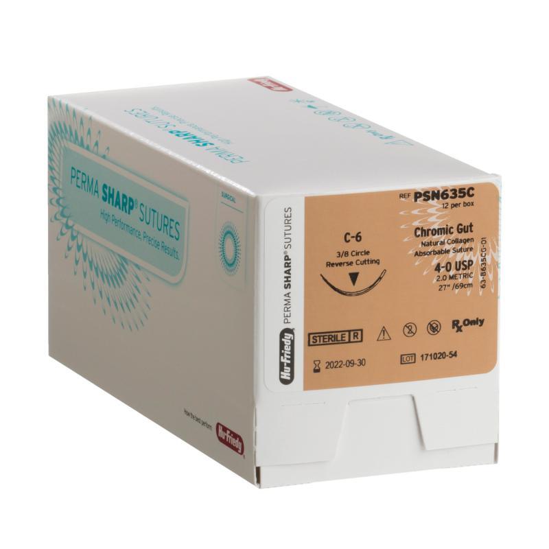 Perma Sharp Suture, Chromic Gut, Absorbable, C-6, 4-0, 27", 12/Pk, PSN635C thumbnail 11