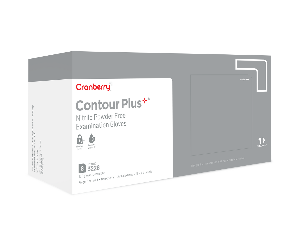 Contour Plus Nitrile Examination Gloves, Powder-Free, Small, 100/Box, 3226 product image