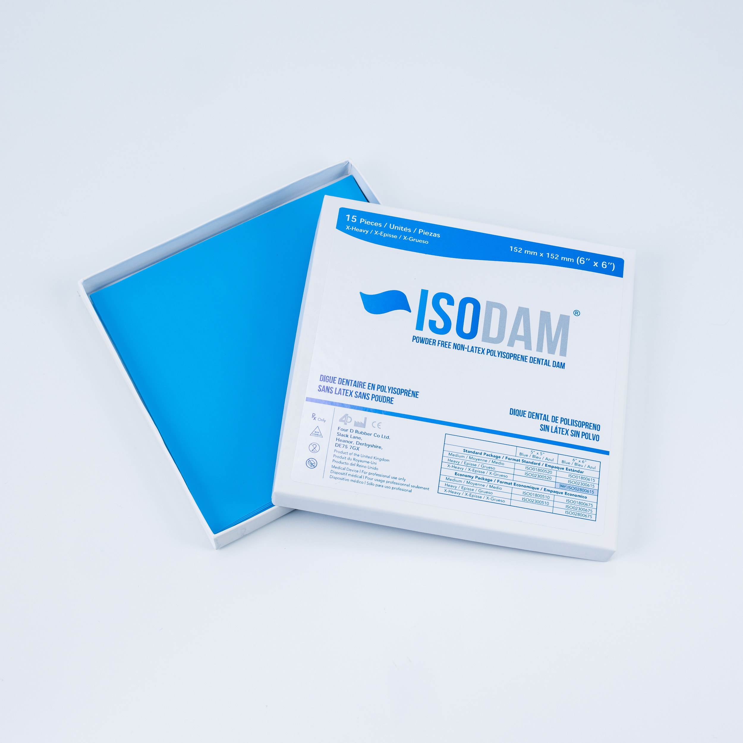 Isodam Non-Latex Dental Dams, 6" x 6", Heavy, Blue, 15/Pk, ISO02300615 thumbnail 10